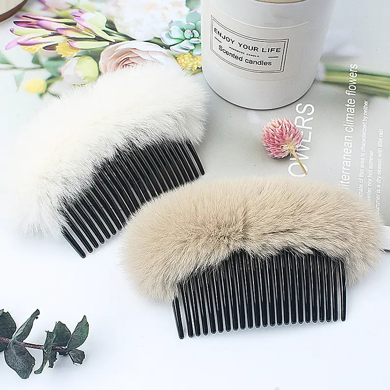 Faux Fur Hair Comb for Girls, Stylish Fashion Hairpin, Autumn Winter, Durable, 1 Pc - Image 6