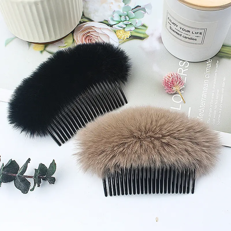 Faux Fur Hair Comb for Girls, Stylish Fashion Hairpin, Autumn Winter, Durable, 1 Pc - Image 7