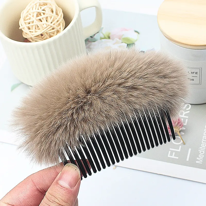 Faux Fur Hair Comb for Girls, Stylish Fashion Hairpin, Autumn Winter, Durable, 1 Pc - Image 8