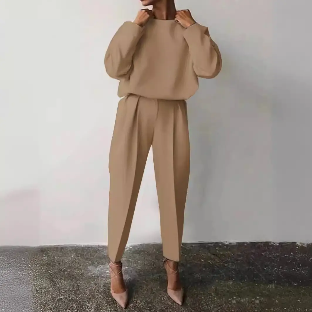 Spot Autumn & Winter Cross-Border Long-Sleeve Suit Beige - Image 8