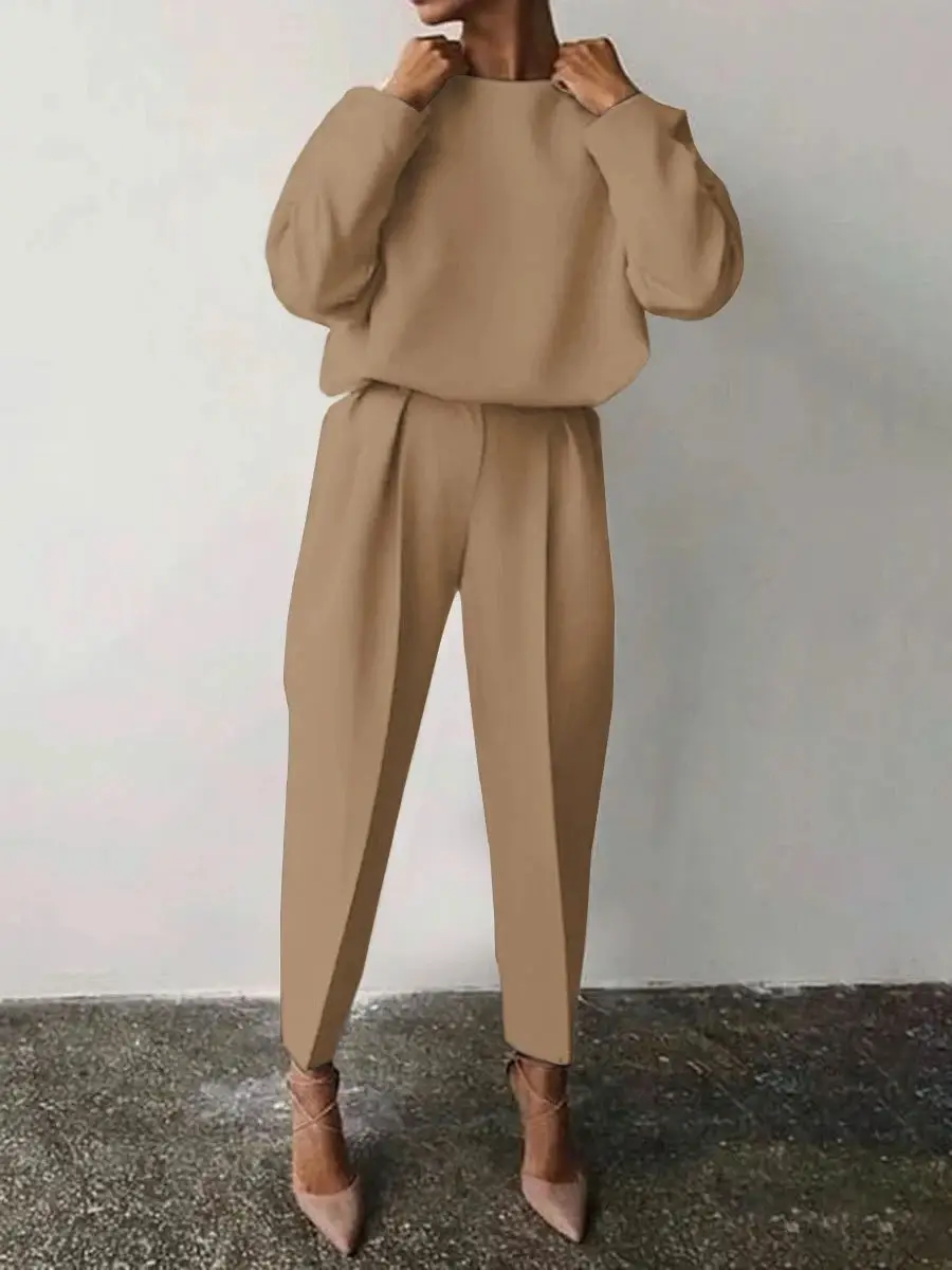 Spot Autumn & Winter Cross-Border Long-Sleeve Suit Beige - Image 4