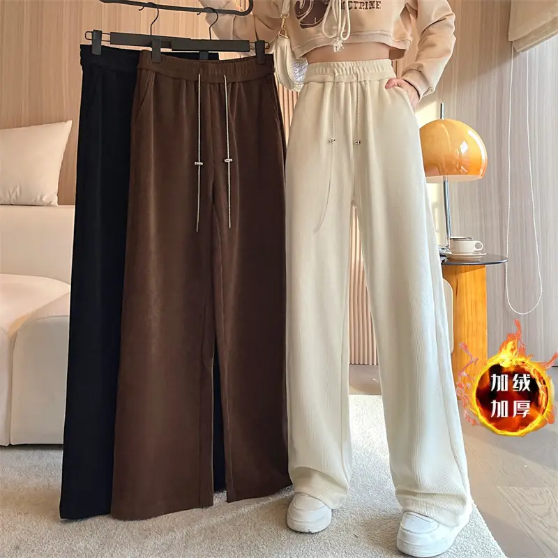 Women Fleece Pants Thick Warm Winter Casual Loose Wide Leg - Image 5