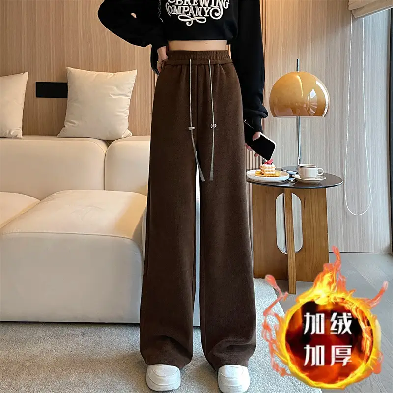 Women Fleece Pants Thick Warm Winter Casual Loose Wide Leg - Image 6