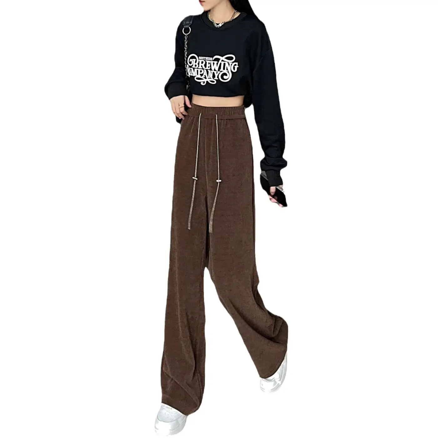 Women Fleece Pants Thick Warm Winter Casual Loose Wide Leg - Image 7