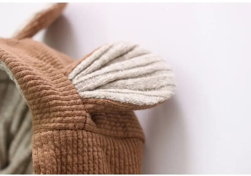 Brown Hooded Baby Jumpsuit for Newborn with Fawn Color — feature 7