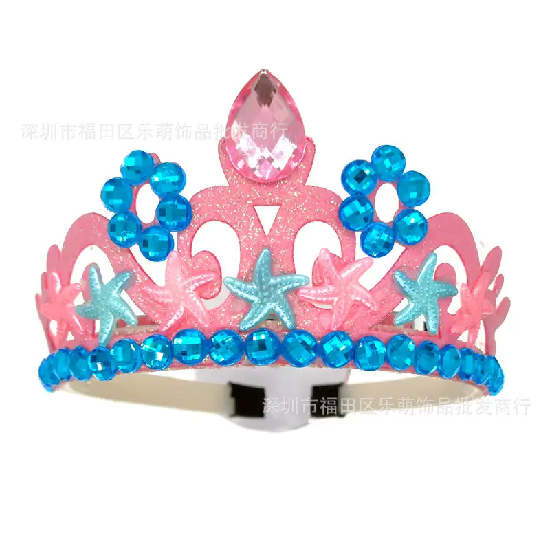 Princess Crown Hairband with Starfish & Gemstones for Girls - Image 3