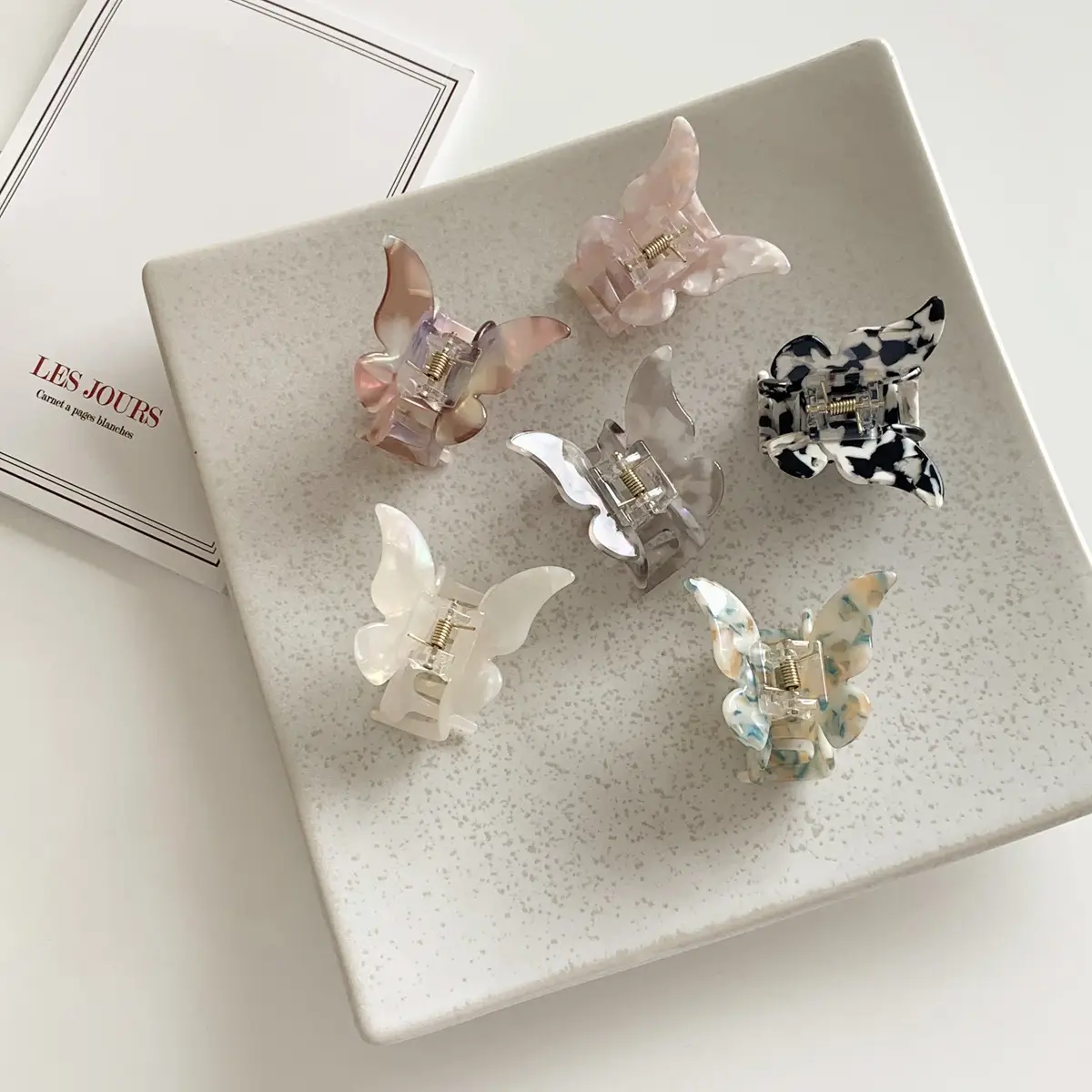 Acetic Acid Butterfly Hair Clip Women French Style Elegant Back - Image 6