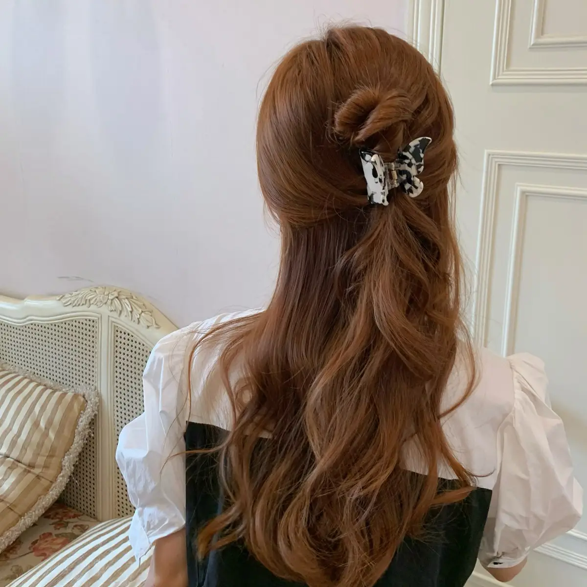 Acetic Acid Butterfly Hair Clip Women French Style Elegant Back - Image 8