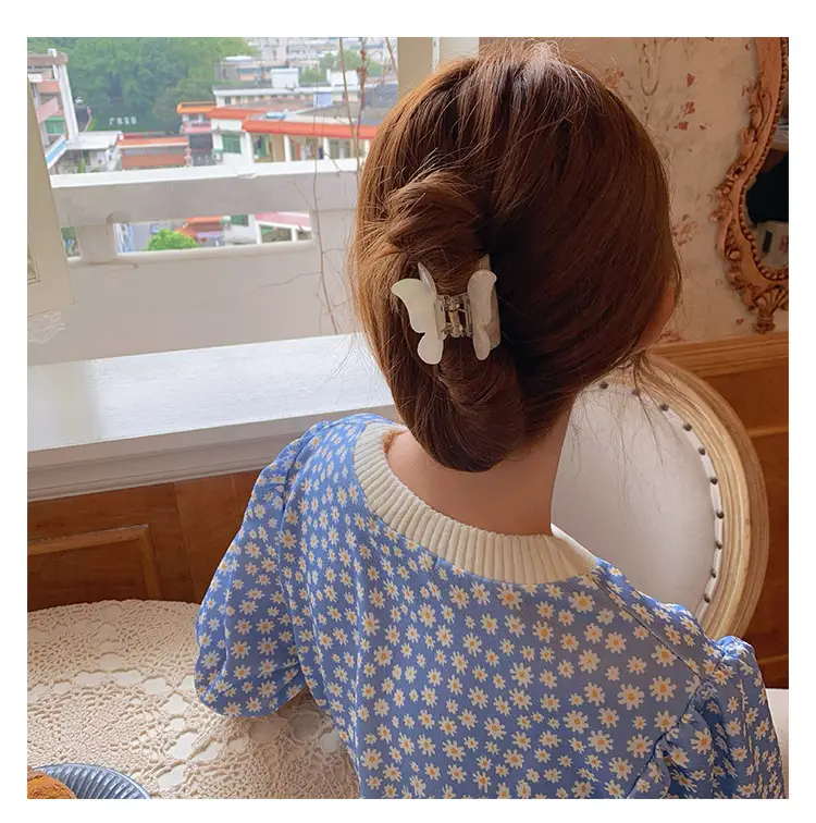 Acetic Acid Butterfly Hair Clip Women French Style Elegant Back — feature 1