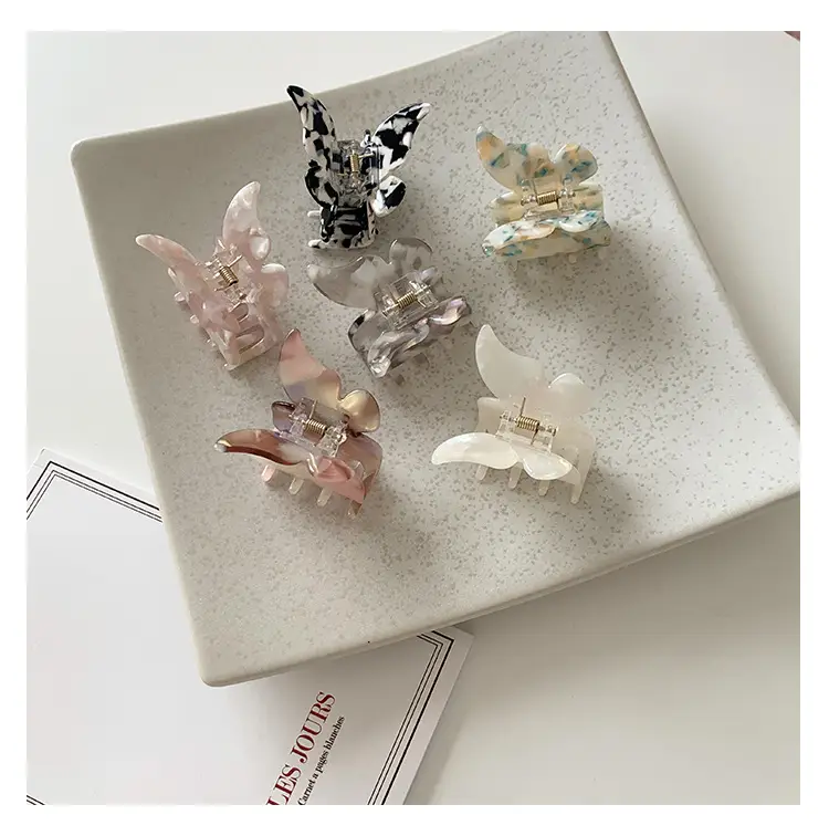 Acetic Acid Butterfly Hair Clip Women French Style Elegant Back — feature 13