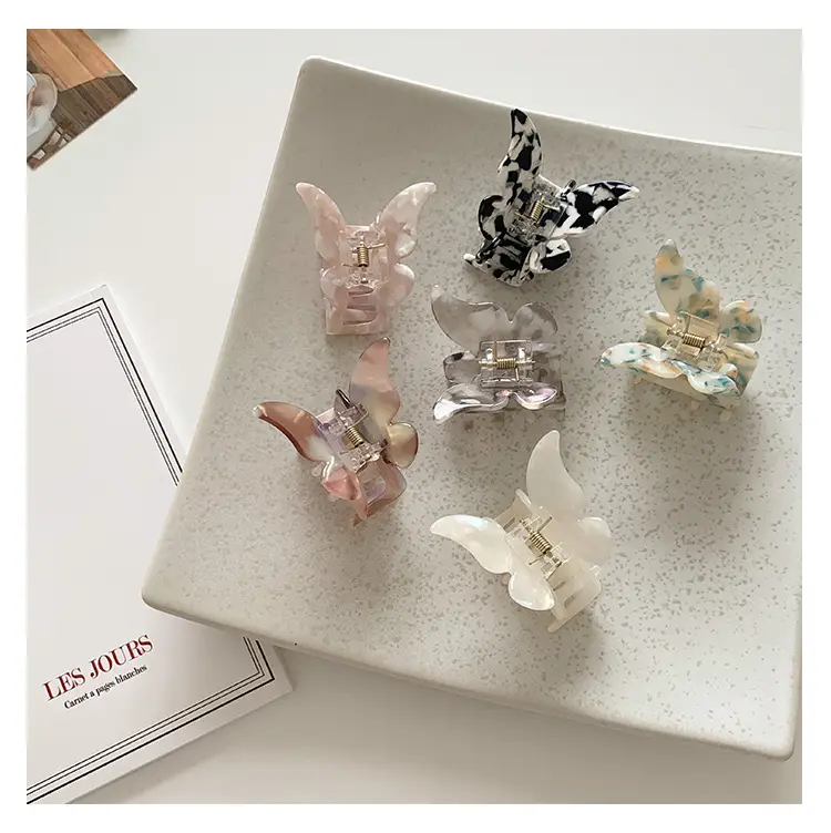 Acetic Acid Butterfly Hair Clip Women French Style Elegant Back — feature 15