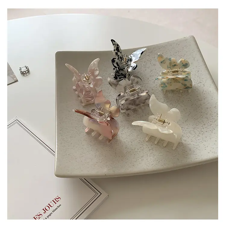 Acetic Acid Butterfly Hair Clip Women French Style Elegant Back — feature 22