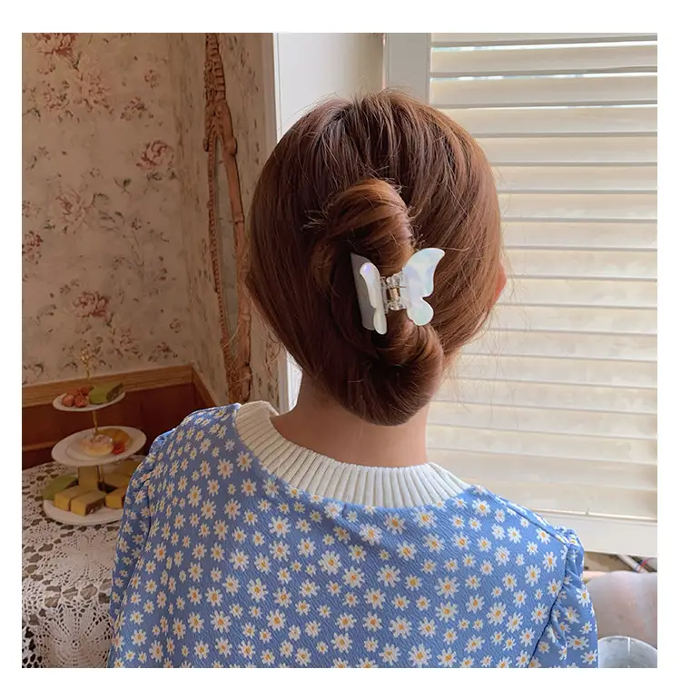 Acetic Acid Butterfly Hair Clip Women French Style Elegant Back — feature 3