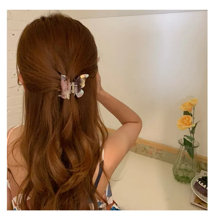 Acetic Acid Butterfly Hair Clip Women French Style Elegant Back — feature 4