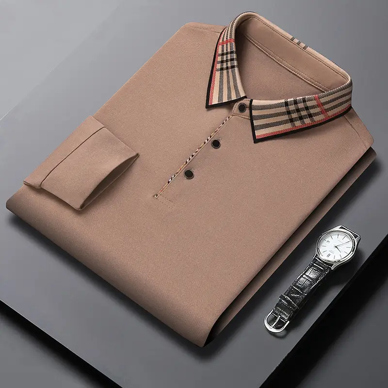 2022 Men's Long Sleeve Polo Shirt White Korean Style Lapel - Image 8