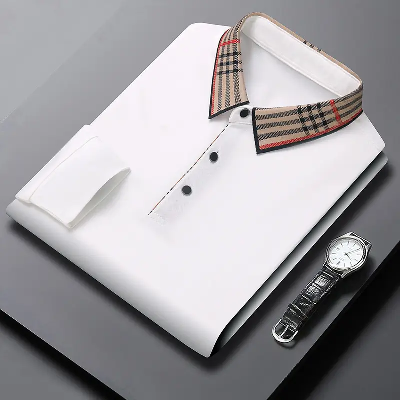 2022 Men's Long Sleeve Polo Shirt White Korean Style Lapel - Image 10