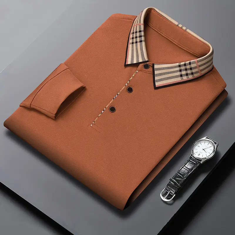 2022 Men's Long Sleeve Polo Shirt White Korean Style Lapel - Image 11