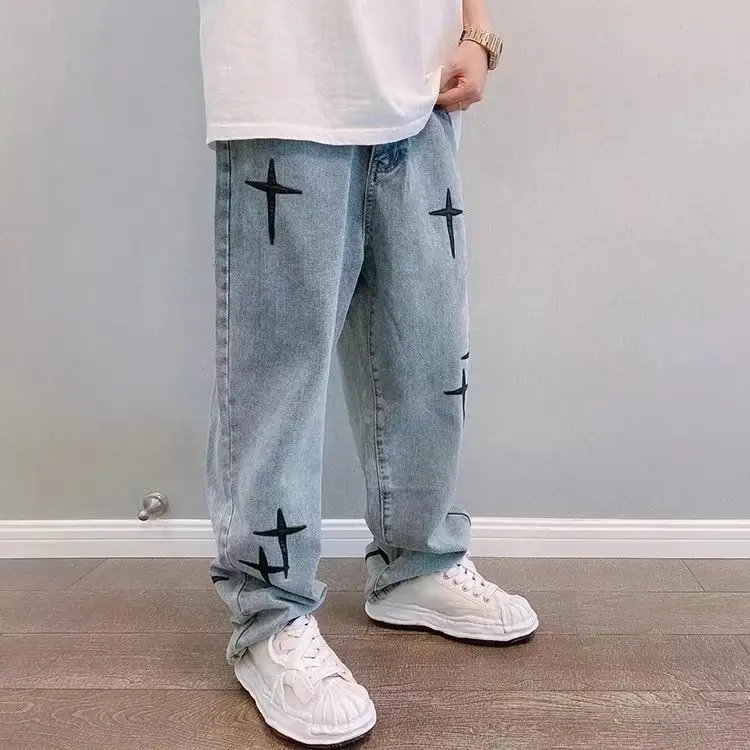 Men's Blue Denim Loose Pants 2022 Spring Fall - Image 5