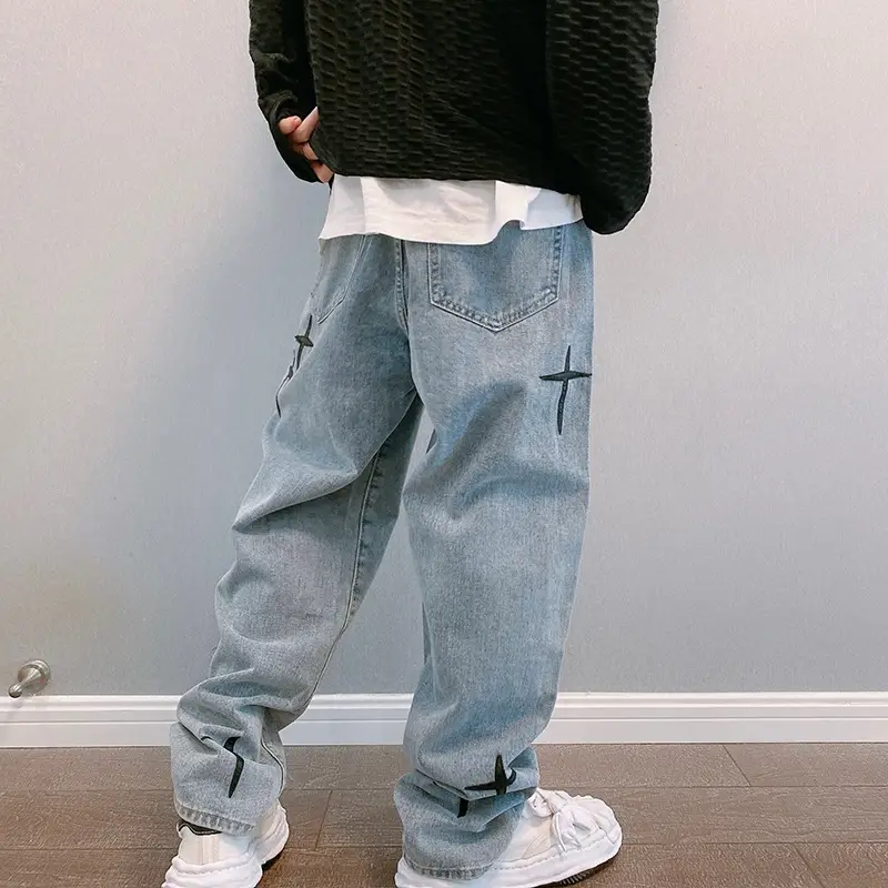 Men's Blue Denim Loose Pants 2022 Spring Fall - Image 6