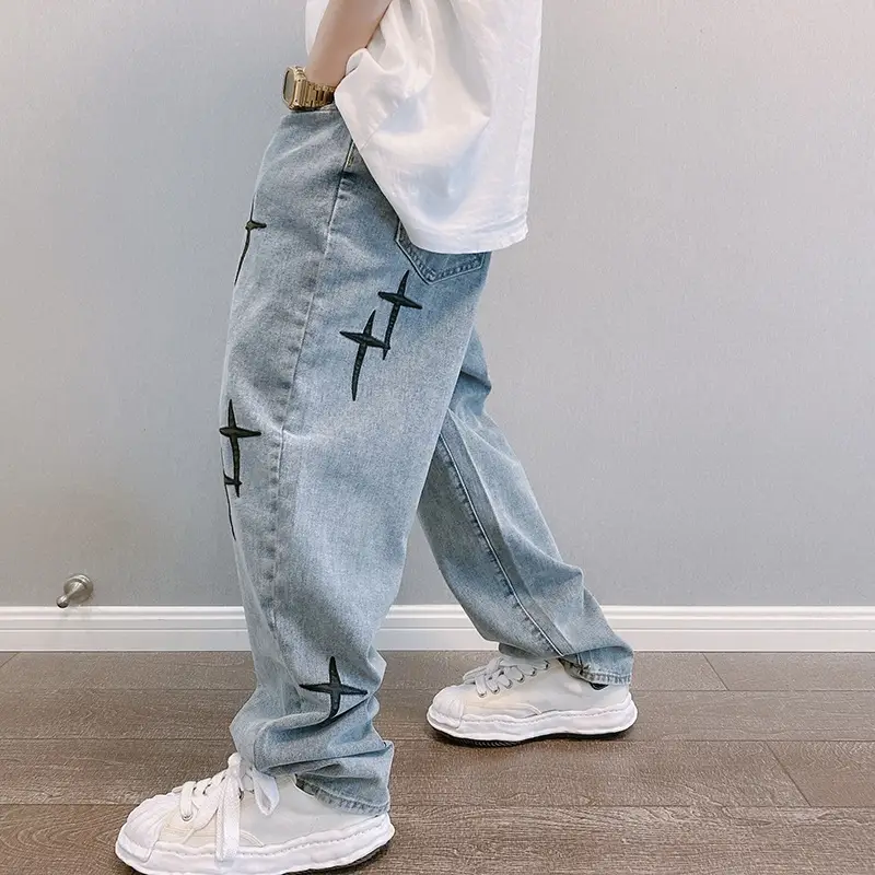 Men's Blue Denim Loose Pants 2022 Spring Fall - Image 7