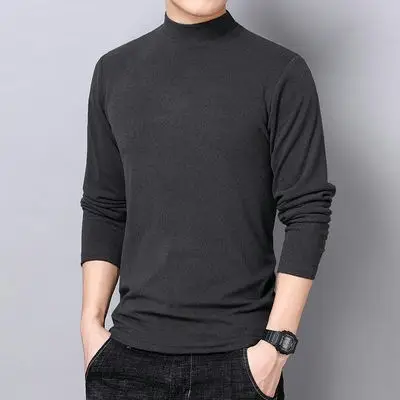 Men's White Long Sleeve T-Shirt with Collar Cut - Image 2