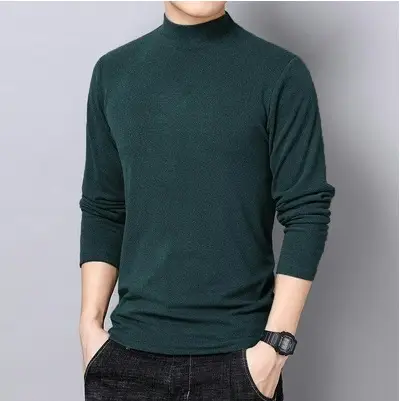 Men's White Long Sleeve T-Shirt with Collar Cut - Image 4