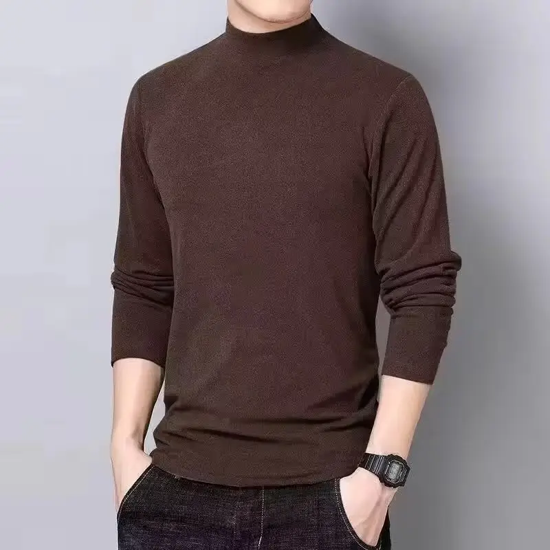Men's White Long Sleeve T-Shirt with Collar Cut - Image 5
