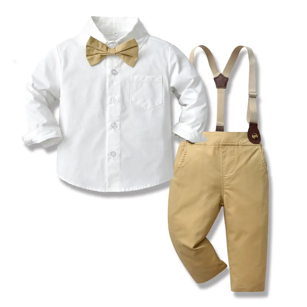 Korean Style Boys One Year Old Suit White Shirt Strapper Pants — feature 13