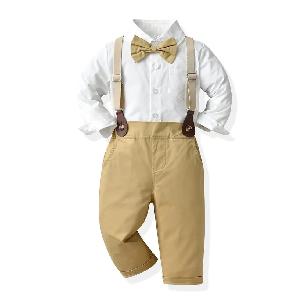 Korean Style Boys One Year Old Suit White Shirt Strapper Pants — feature 14