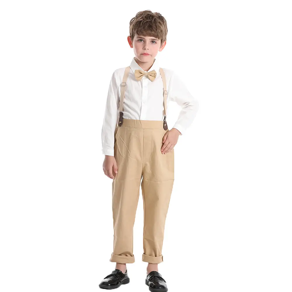 Korean Style Boys One Year Old Suit White Shirt Strapper Pants — feature 5