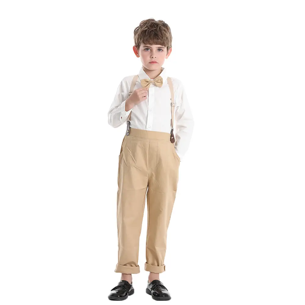 Korean Style Boys One Year Old Suit White Shirt Strapper Pants — feature 6