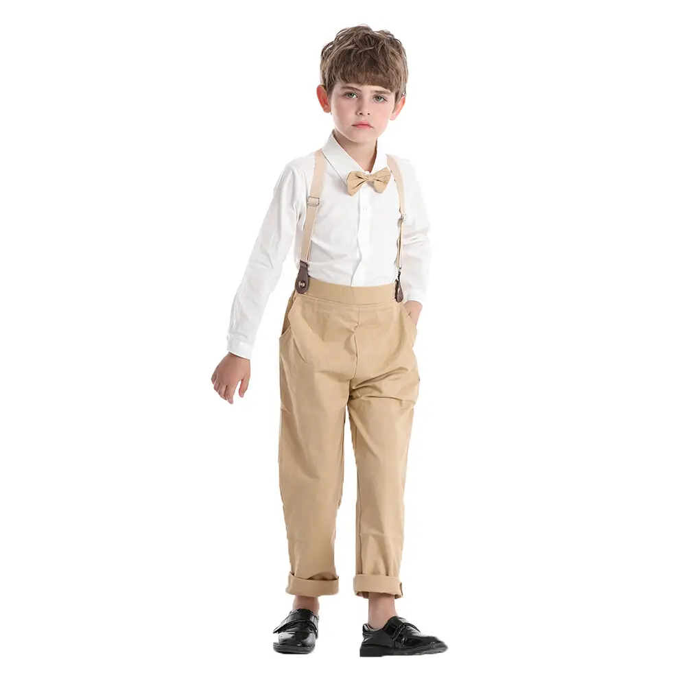 Korean Style Boys One Year Old Suit White Shirt Strapper Pants — feature 7