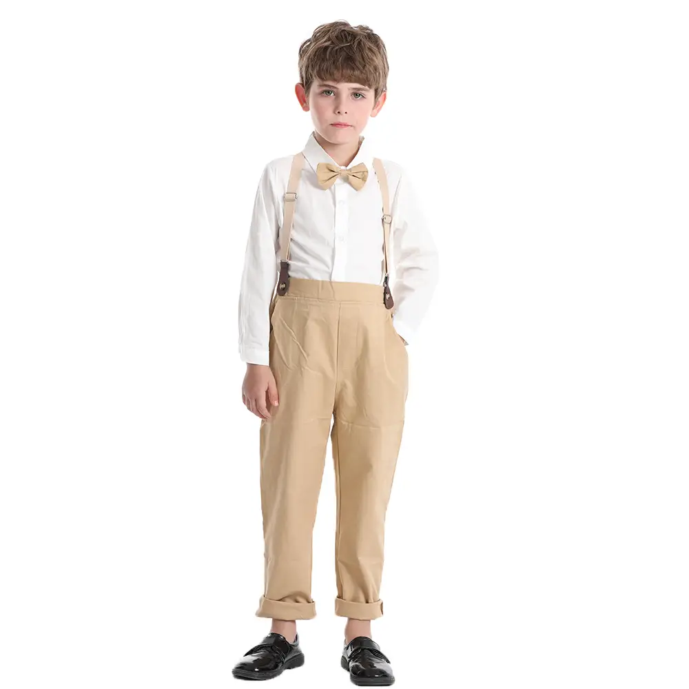 Korean Style Boys One Year Old Suit White Shirt Strapper Pants — feature 8