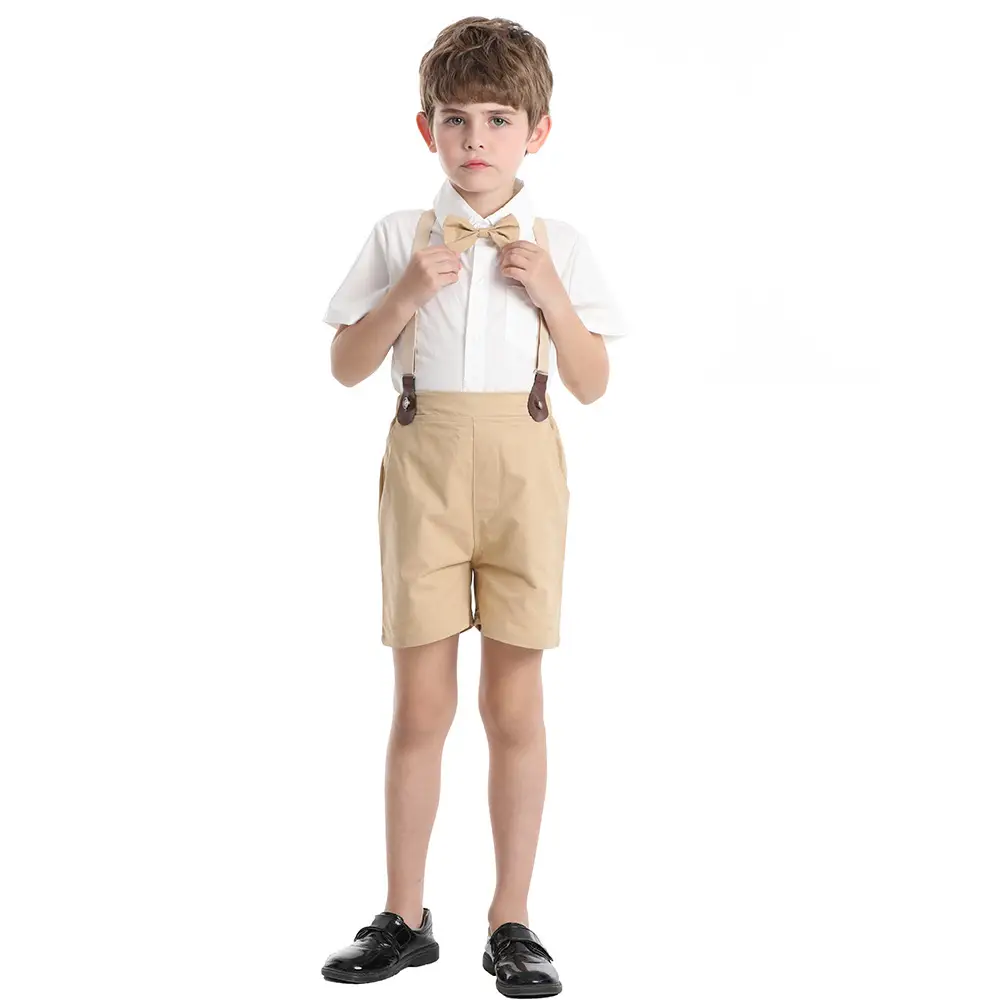 Korean Style Boys One Year Old Suit White Shirt Strapper Pants