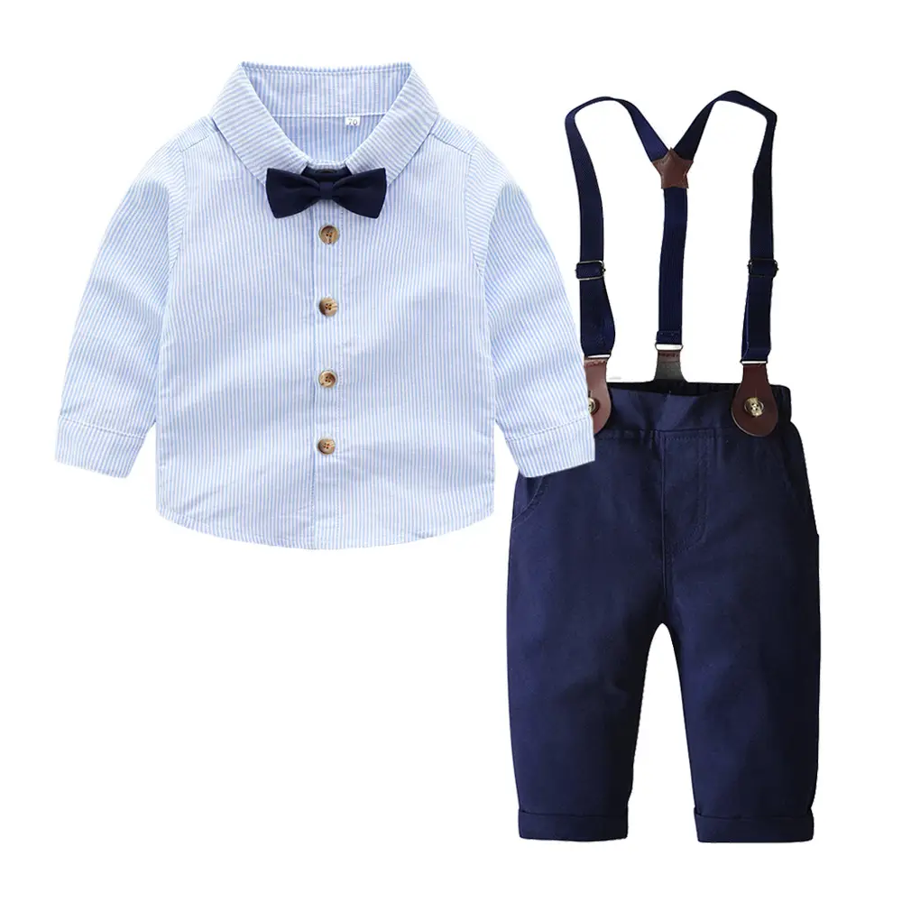 Korean Style Boys One Year Old Suit White Shirt Strapper Pants