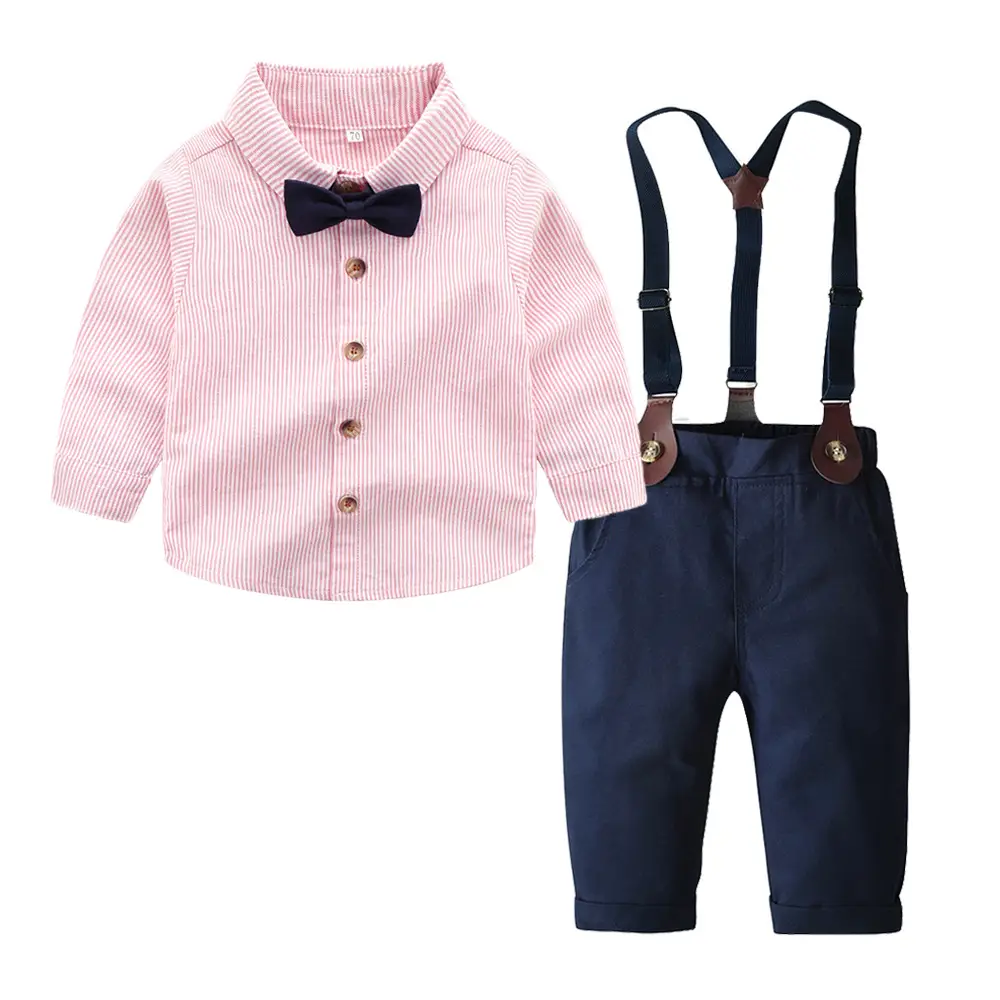 Korean Style Boys One Year Old Suit White Shirt Strapper Pants