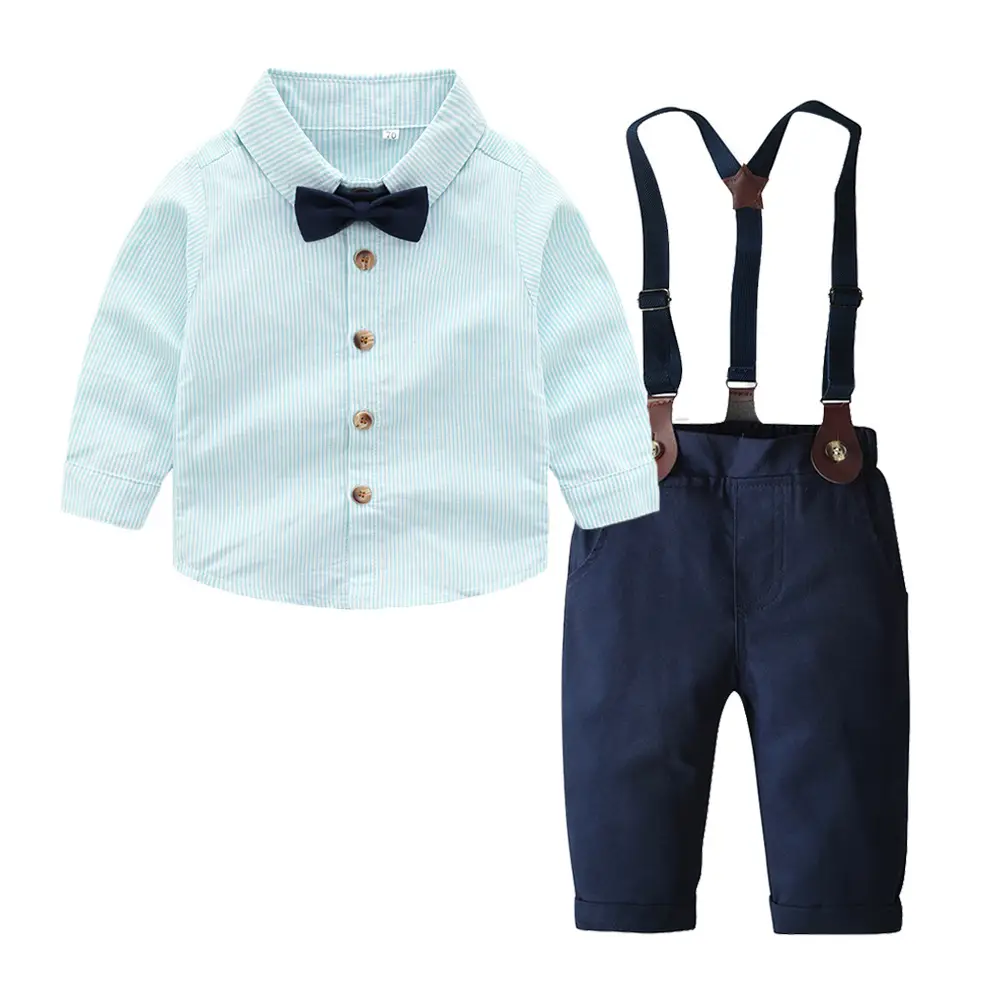 Korean Style Boys One Year Old Suit White Shirt Strapper Pants