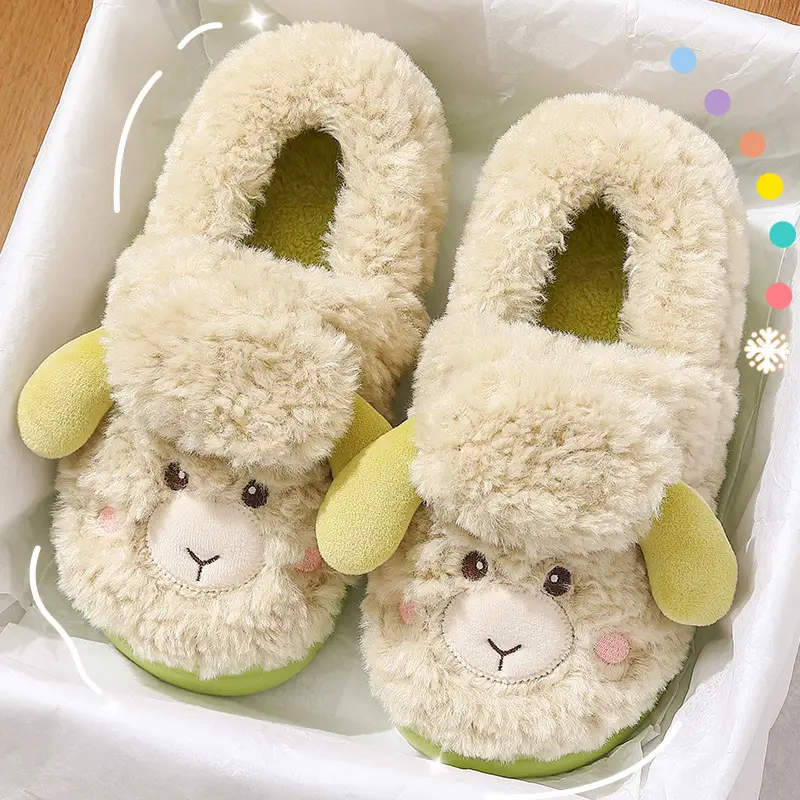 Cotton Slippers Women's Winter Bag Heel Indoor Home Couple's Cute Sheep Wool Plush Slippers Outer Wear Men's Household Wholesale