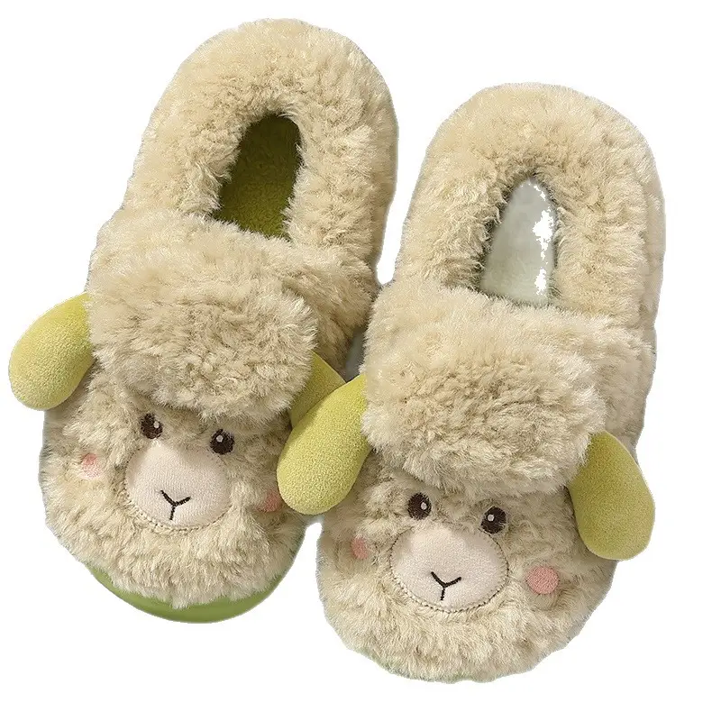 Cotton Slippers Women's Winter Bag Heel Indoor Home Couple's Cute Sheep Wool Plush Slippers Outer Wear Men's Household Wholesale