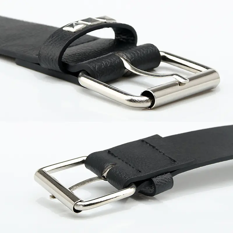Black Punk Belt with Square Rivets for Men Women - Image 4