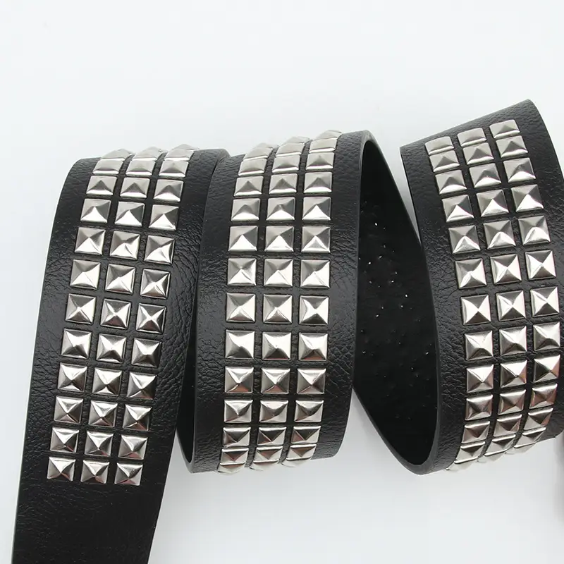 Black Punk Belt with Square Rivets for Men Women - Image 5