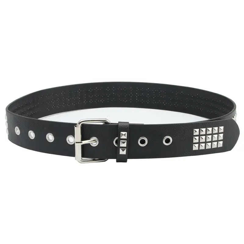 Black Punk Belt with Square Rivets for Men Women - Image 6