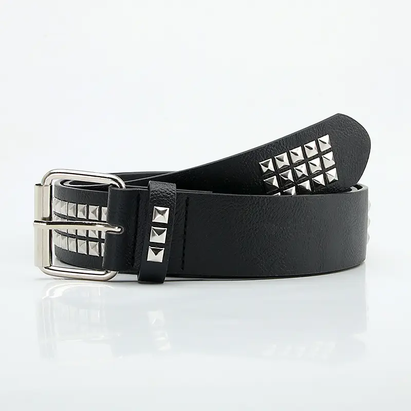 Black Punk Belt with Square Rivets for Men Women