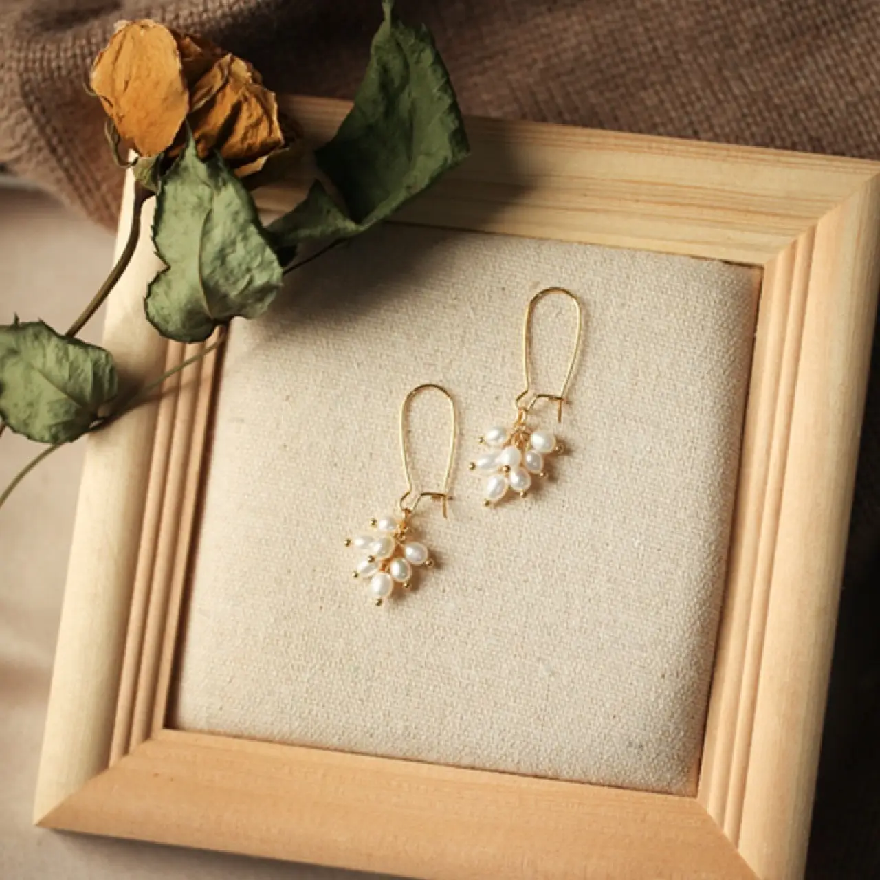 Natural Pearl Earrings with Gold Plating - Image 5