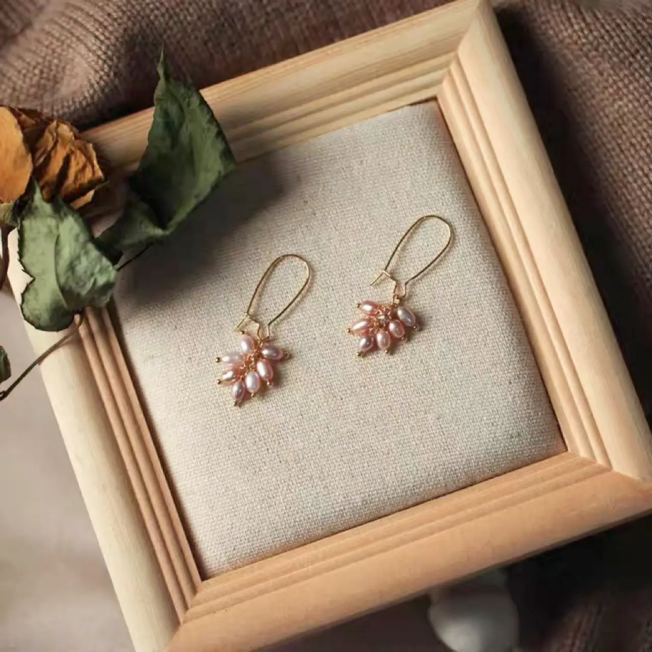 Natural Pearl Earrings with Gold Plating - Image 2