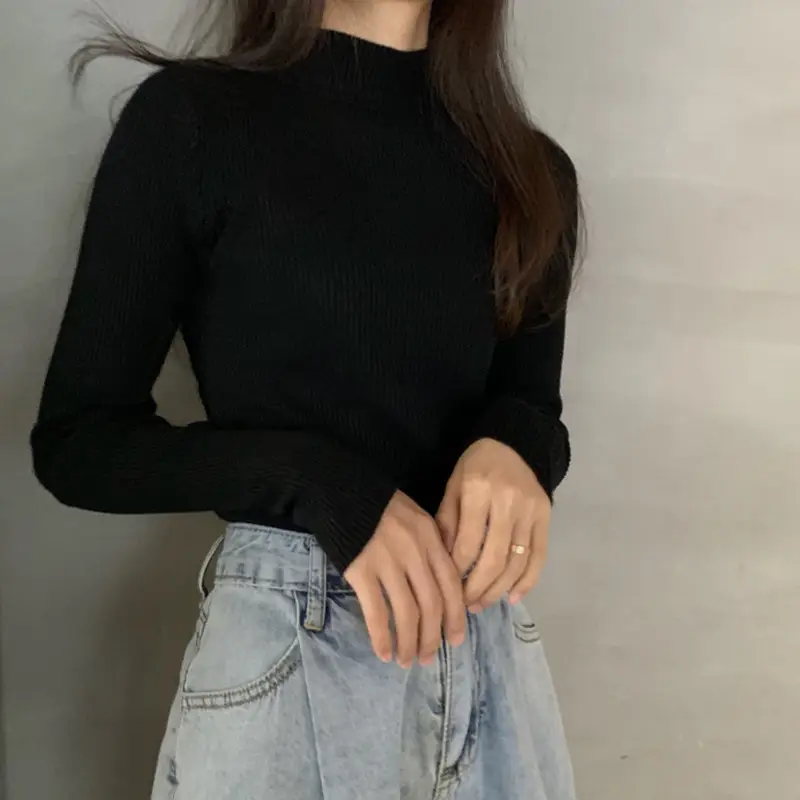 Women's Purple Knitted Half Turtleneck Top - Image 12