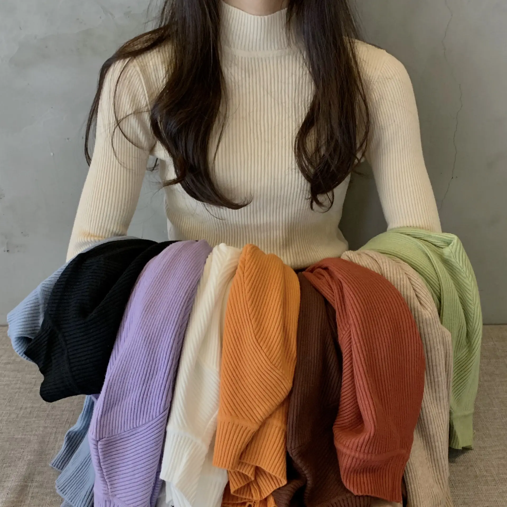 Women's Purple Knitted Half Turtleneck Top - Image 13