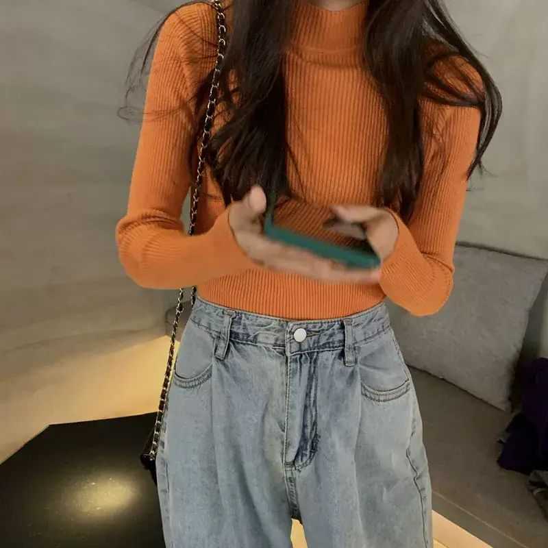 Women's Purple Knitted Half Turtleneck Top — feature 10