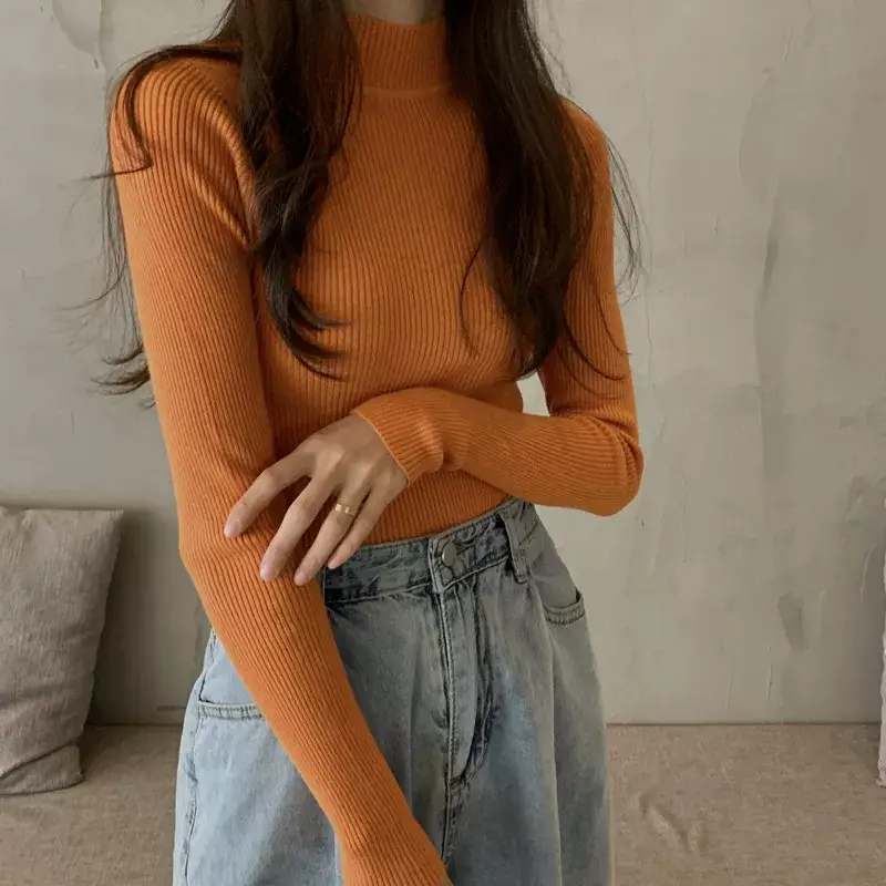 Women's Purple Knitted Half Turtleneck Top — feature 12