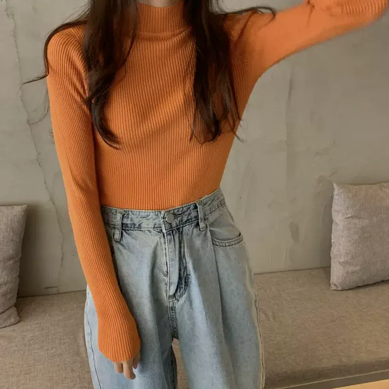 Women's Purple Knitted Half Turtleneck Top — feature 15